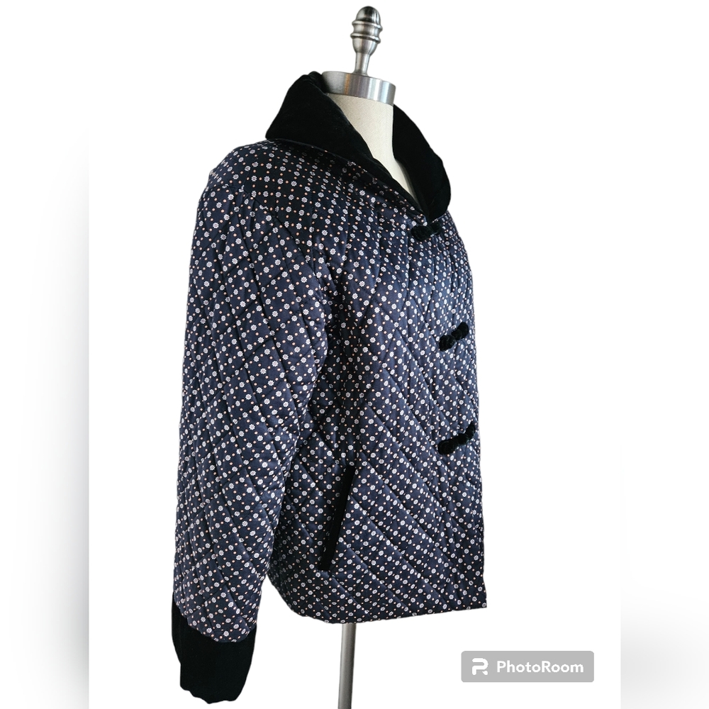 TIAN ART Quilted Floral Velvet Trim Chinese Jacket | SZ M